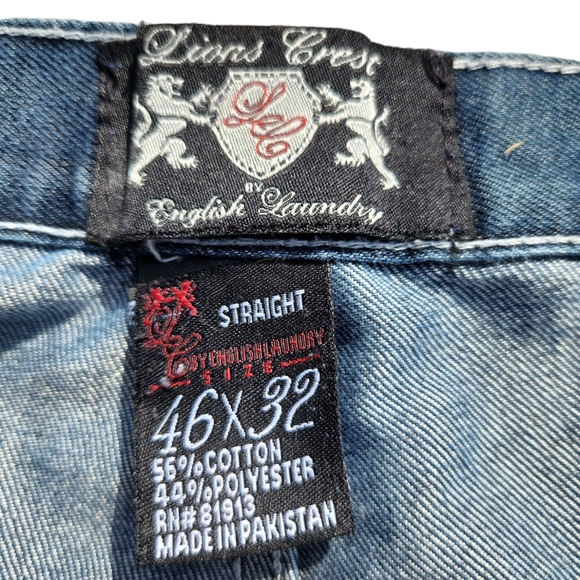 English Laundry Lion's Crest Mens Blue Denim 5 Pocketed Stretchy Jeans  46X32 - Picture 13 of 13
